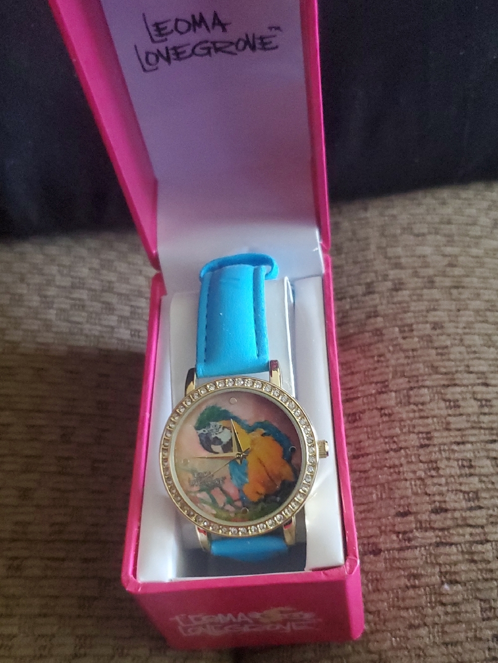 Leoma Lovegrove Parrot Face Watch — Turquoise Strap